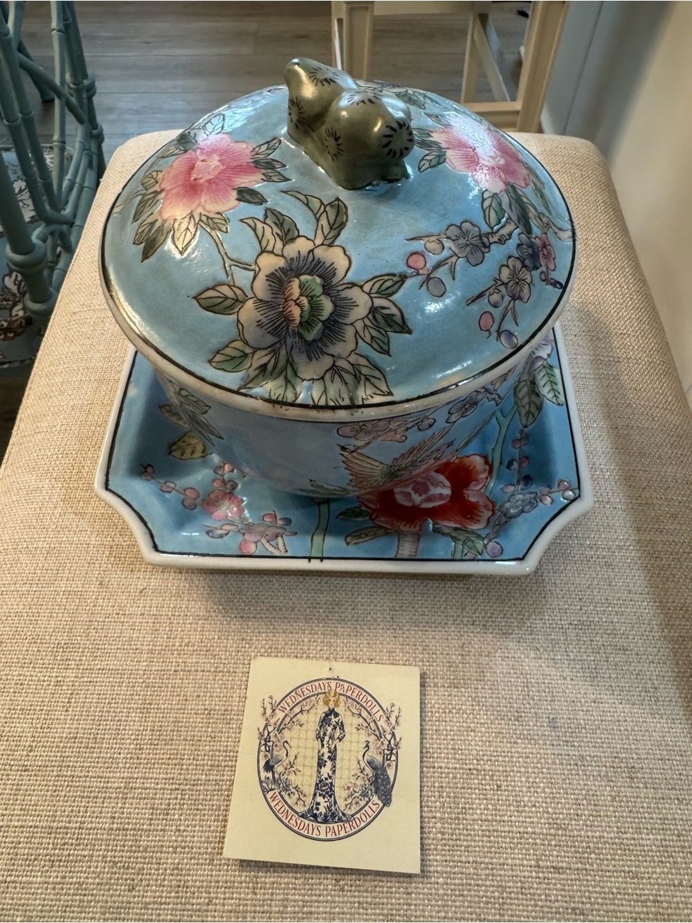 Vintage Andrea By Sadek Japanese Porcelain Bowl Hand Painted Florals Birds